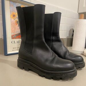 Banana republic black ankle mid calf boots